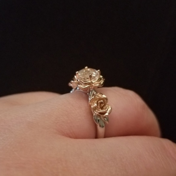 Sterling Silver & 18k Three-Rose Ring - Picture 7 of 7